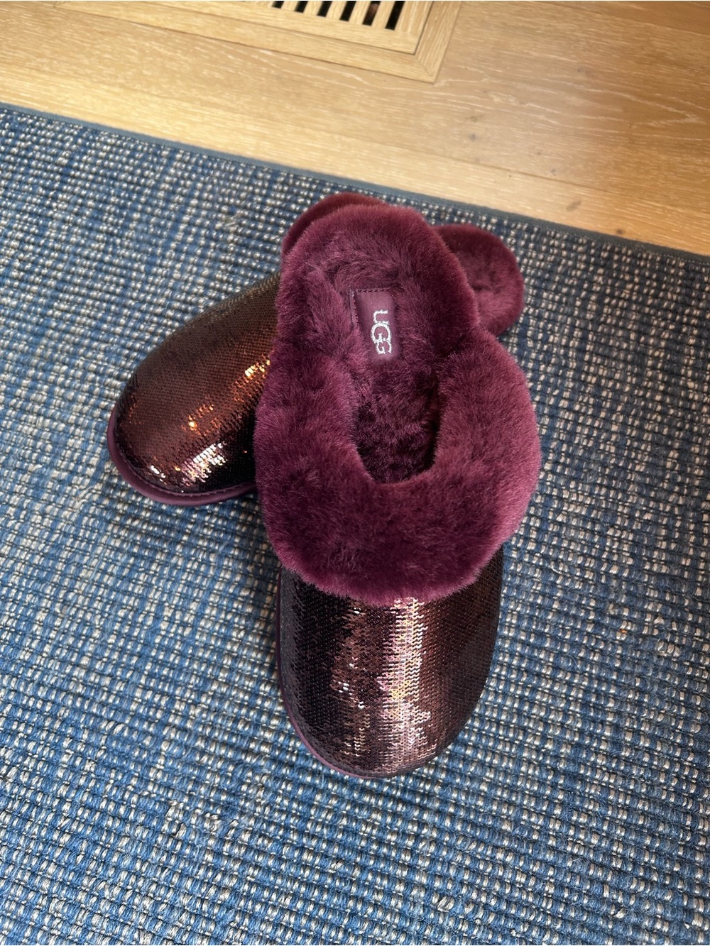 UGG Women's Sequin Slide Slipper in Burgundy - Picture 2 of 5